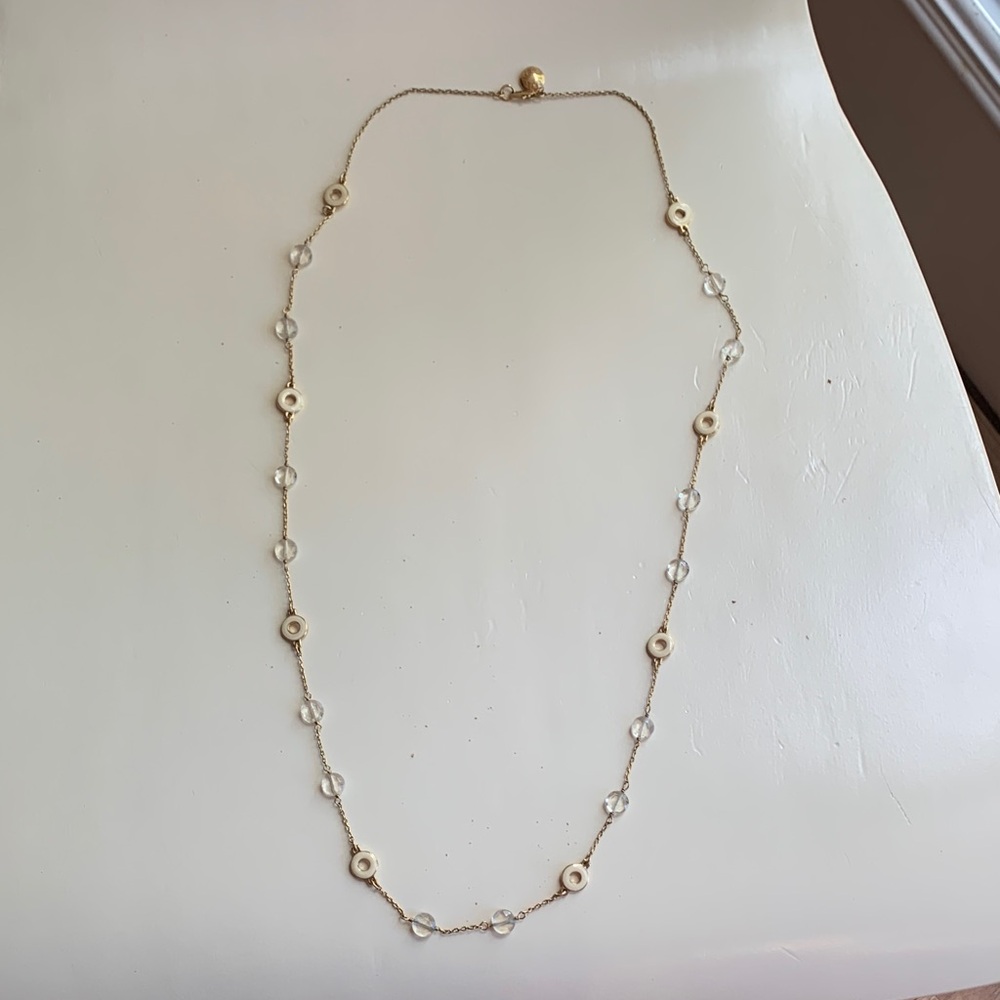 J. Crew Gold and Clear Beaded Necklace